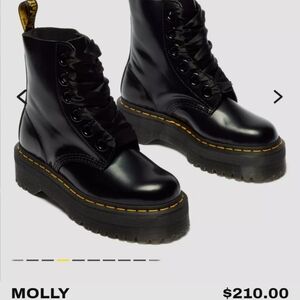 Molly Black Platform Boots Size 8